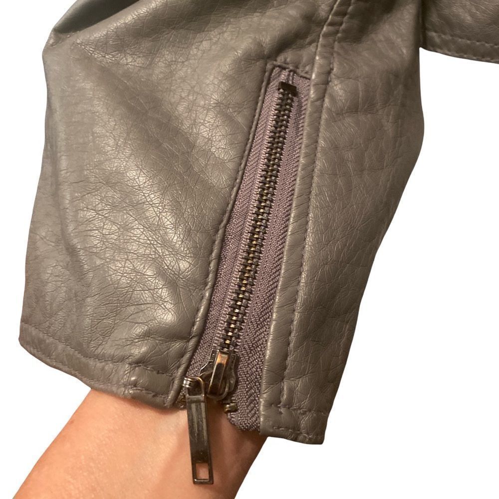 Therapy By Lane Crawford Gray Faux Leather Jacket Size Large - Picture 6 of 6